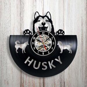 Beling vinylové nástenné hodiny Husky čierne, GLX52Q6