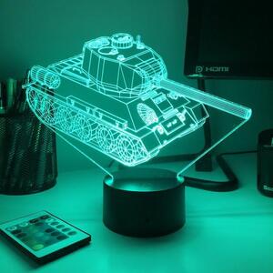 Beling 3D lampa, T-34 Sovietský Tank, 7 farebná 1PDSXELKJR