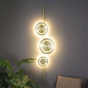 LED nástenné svietidlo Planetárium, zlatá farba, výška 120 cm, 3 svetlá