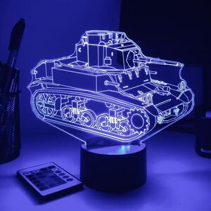 Beling 3D lampa, M3 Stuart ľahký Tank, 7 farebná 1PDSXER