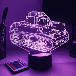 Beling 3D lampa, M3 Stuart ľahký Tank, 7 farebná 1PDSXER