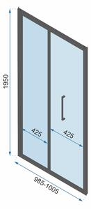 Rea Rapid Fold, 3-stenný sprchovací kút so skladacími dverami 100 (dvere) x 100 (stena) x 195 cm, 4mm číre sklo, čierny profil, KPL-09918
