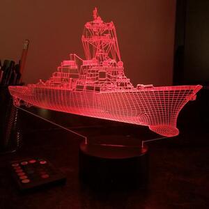 Beling 3D lampa,Bojová loď USN Guided Missile Destroyer, 7 farebná 5L