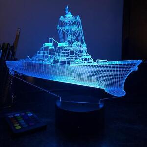 Beling 3D lampa,Bojová loď USN Guided Missile Destroyer, 7 farebná 5L