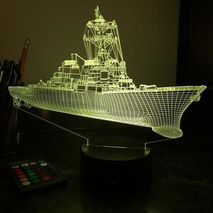 Beling 3D lampa,Bojová loď USN Guided Missile Destroyer, 7 farebná 5L