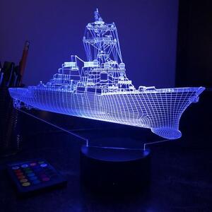 Beling 3D lampa,Bojová loď USN Guided Missile Destroyer, 7 farebná 5L