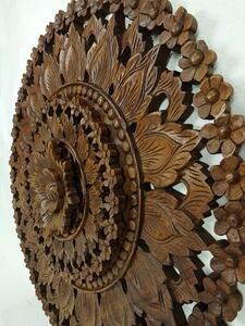 Závesná dekorácia Mandala 3D drevorezba, teakové drevo, 90 cm (Masterpiece ručná práca)