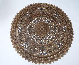 Závesná dekorácia Mandala 120 cm, teakové drevo, hnedá patina (Masterpiece ručná práca)