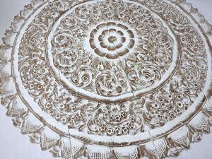 Závesná dekorácia Mandala 120 cm, teakové drevo, biela patina (Masterpiece ručná práca)