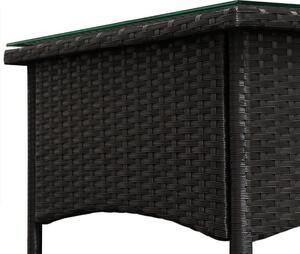 Odkladací stolík z umelého ratanu, čierny 50x45cm