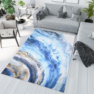 Moderný modrý koberec s abstraktným vzorom Šírka: 80 cm | Dĺžka: 150 cm