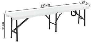 Pivné sklápacie lavice z plastu, 2ks, biele, 183 cm