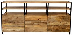 TV stolík masív kov a drevo mango 160x75x45