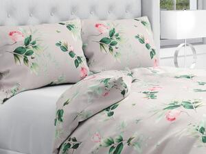 Biante Bavlnené posteľné obliečky Sandra SA-452 Ružové kvety na sivom Jednolôžko 140x200 a 70x90 cm