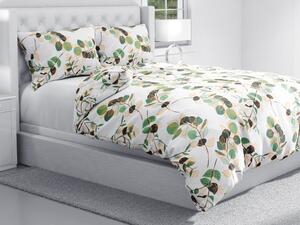 Biante Bavlnené posteľné obliečky Sandra SA-450 Zeleno-oranžové listy na bielom Jednolôžko 140x200 a 70x90 cm
