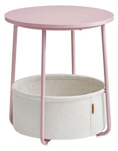 Okrúhly stolík s úložným košom, ružová, béžová