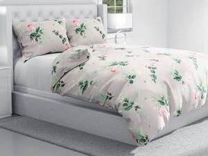 Biante Bavlnené posteľné obliečky Sandra SA-452 Ružové kvety na sivom Jednolôžko 140x200 a 70x90 cm