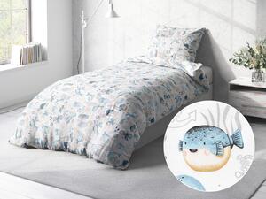 Biante Detské bavlnené posteľné obliečky Sandra SA-442 Morský svet modrý na bielom Jednolôžko 140x200 a 70x90 cm