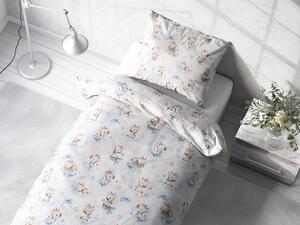 Biante Detské bavlnené posteľné obliečky Sandra SA-443 Modré žirafy na bielom Predĺžené 140x220 a 70x90 cm