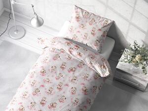 Biante Detské bavlnené posteľné obliečky Sandra SA-438 Ružové žirafy na bielom Jednolôžko 140x200 a 70x90 cm