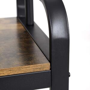 Vešiak na chodbu s lavičkou v industriálnom štýle 72 x 33,7 x 183cm, dizajn 4 v 1, hnedá, čierna