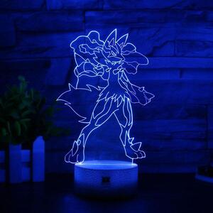 Beling 3D lampa, Mega Lucario, 7 farebná 9V