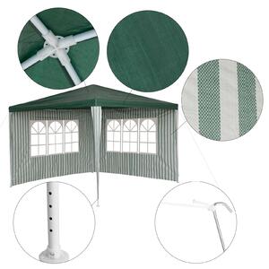Party stan / pavilón RAFAEL 3 x 3 m bielo-zelený, pruhovaný - vrátane 2 bočných stien
