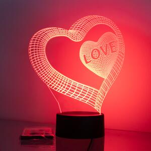 Beling 3D lampa, Valentínka dvojité srdce, 7 farebná S30KW7PL9J5