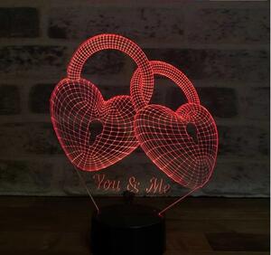 Beling 3D lampa, Zamknuté Valentínske srdcia, 7 farebná S30JAW2Y8