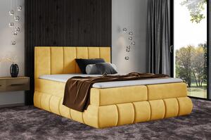 Dizajnová čalúnená posteľ 140x200 VENY - žltá + topper ZDARMA
