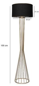 Dizajnová stojanová lampa Fellini 155 cm čierna / zlatá -