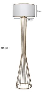 Dizajnová stojanová lampa Fellini 155 cm biela / zlatá