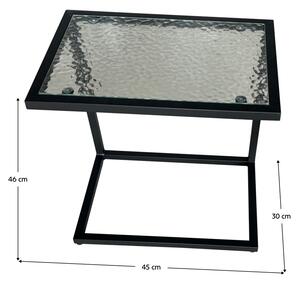 TEMPO Záhradný stolík, čierna oceľ / tvrdené sklo, SELKO