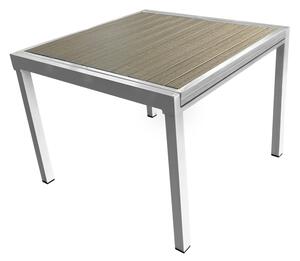 TEMPO Záhradný rozkladací stôl, biela oceľ/sivá, DORIO