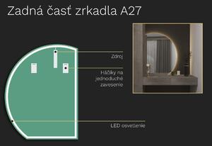 Atypické zrkadlo do kúpeľne s LED osvetlením A27 65x84