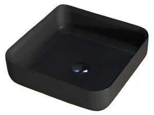 Cerano Viva, umývadlo na dosku z liateho mramoru 400x400x130 mm, čierna matná, CER-CER-WB01B