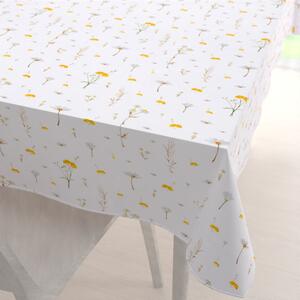 Biante Bavlnený obdĺžnikový obrus Sandra SA-497 Žlté bylinky na bielom 50x100 cm