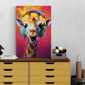 Obraz žirafa so slúchadlami