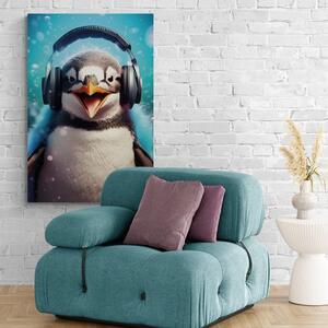Obraz tučniak so slúchadlami