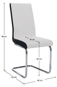 KONDELA Jedálenská stolička, ekokoža biela, čierna/chróm, NEANA