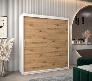Skriňa s posuvnými dverami v šírke 180 cm TIMEA - biela / dub artisan