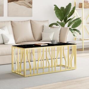 Konferenčný stolík zlatý 110x45x45 cm nehrdzavejúca oceľ a sklo