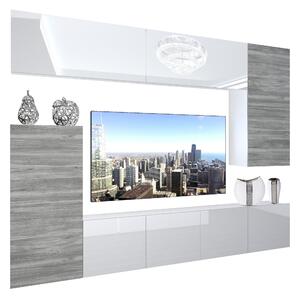 Obývacia stena Belini Premium Full Version biely lesk / šedý antracit Glamour Wood + LED osvetlenie Nexum 119 Výrobca
