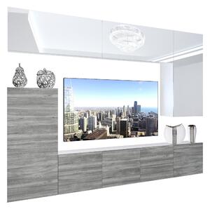 Obývacia stena Belini Premium Full Version biely lesk / šedý antracit Glamour Wood + LED osvetlenie Nexum 118 Výrobca