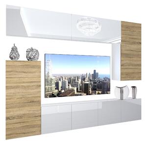 Obývacia stena Belini Premium Full Version biely lesk / dub sonoma + LED osvetlenie Nexum 121 Výrobca