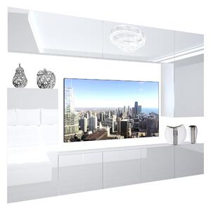 Obývacia stena Belini Premium Full Version biely lesk + LED osvetlenie Nexum 117