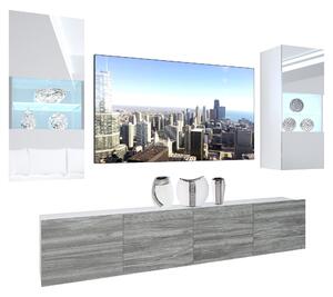 Obývacia stena Belini Premium Full Version biely lesk / šedý antracit Glamour Wood + LED osvetlenie Nexum 101 Výrobca