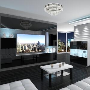 Obývacia stena Belini Premium Full Version čierny lesk + LED osvetlenie Nexum 125