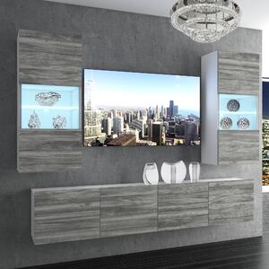 Obývacia stena Belini Premium Full Version šedý antracit Glamour Wood + LED osvetlenie Nexum 111