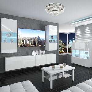 Obývacia stena Belini Premium Full Version biely lesk + LED osvetlenie Nexum 100